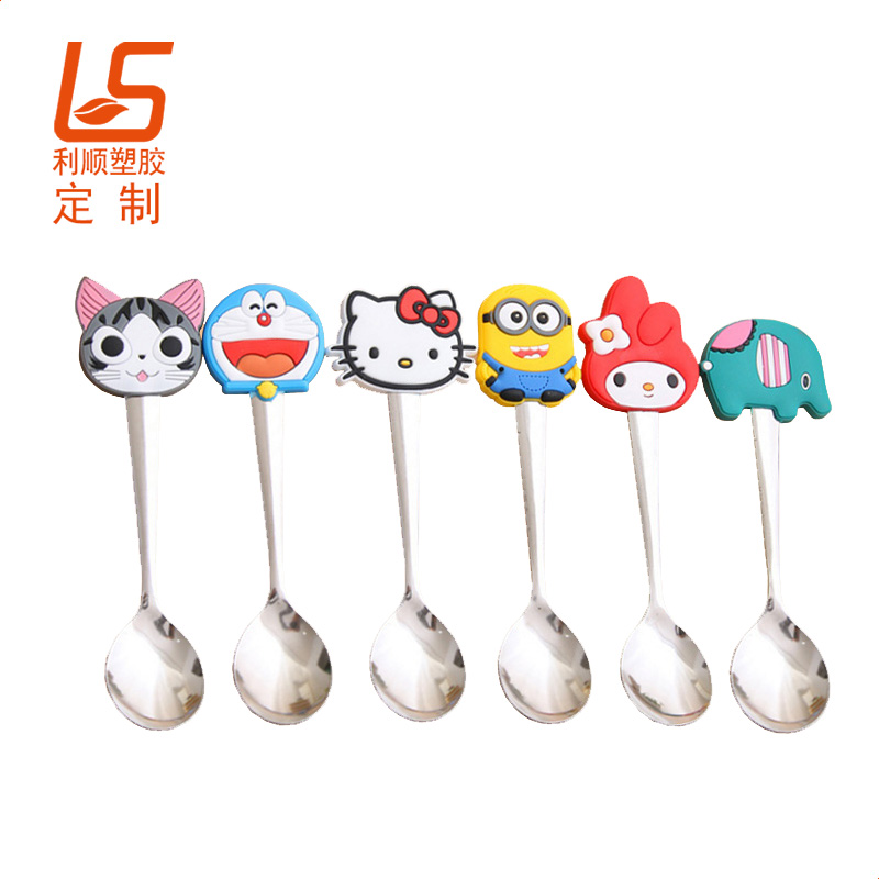 定制PVC卡通咖啡攪拌勺 硅膠公仔咖啡勺